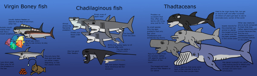 ambiguous_gender anglerfish anthro birth bulky cetacean clownfish dolphin english_text female feral fish genitals group hi_res humor humorus male mammal marine meme multi_genitalia multi_penis muscular oceanic_dolphin overweight overweight_anthro penis pomacentrid profanity shark slightly_chubby tail text thick_tail toothed_whale unknown_artist virgin_vs._chad