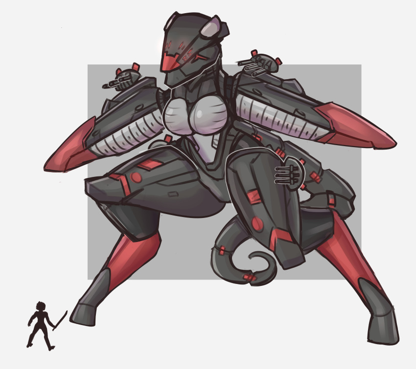 2022 absurd_res aircraft breasts duo featureless_breasts female front_view hi_res holding_melee_weapon holding_object holding_sword holding_weapon human justnyarla konami larger_female living_machine living_vehicle machine macro mammal melee_weapon metal_gear metal_gear_(robot) metal_gear_ray metal_gear_rising:_revengeance metallic_body not_furry nude platinumgames raiden_(metal_gear) robot size_difference standing sword vehicle weapon