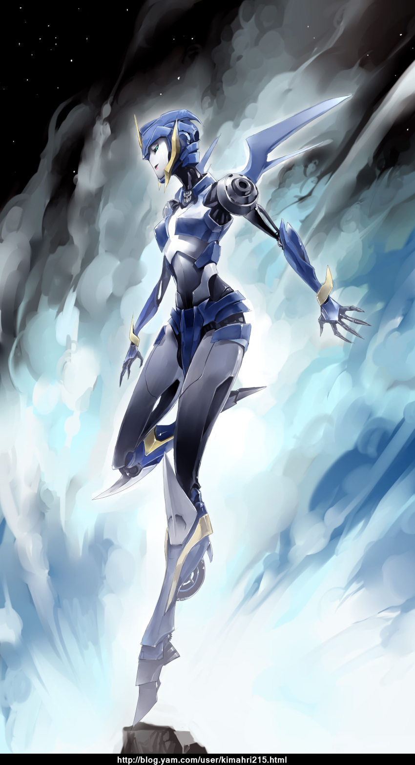 absurdres arcee autobot blue_eyes commentary_request double_tens female highres photoshop_(medium) robot transformers transformers_prime