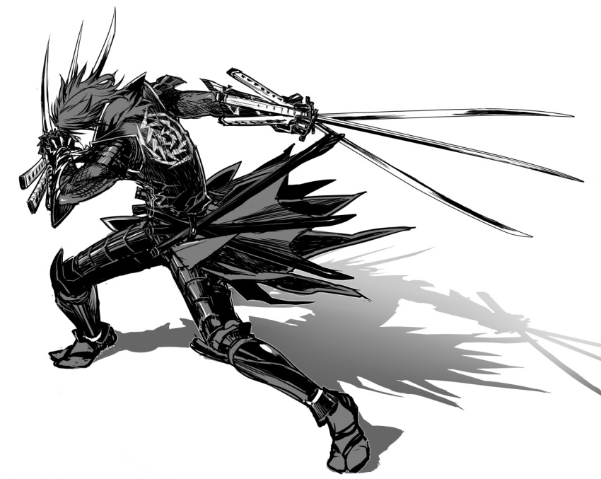 armor date_masamune katana monochrome samurai sengoku_basara sword weapon