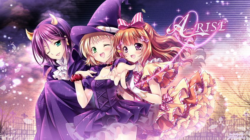 breasts byruu cleavage dress halloween hat horns kira_tsubasa love_live!_school_idol_project toudou_erena wink witch yuuki_anju