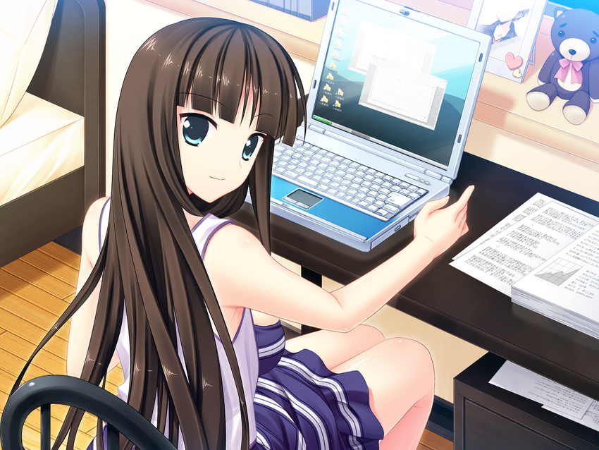 black_hair game_cg laptop mecha-con! narusawa_sora sakurajima_moe