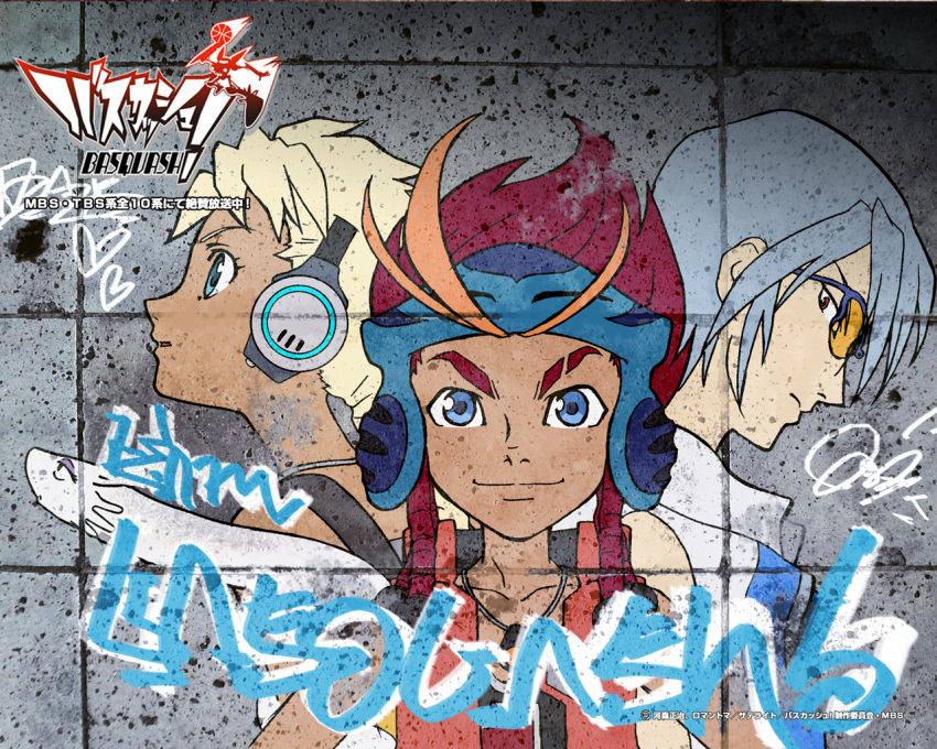 2boys artist_request basquash! blonde_hair blue_eyes crawley dan_jd dark-skinned_male dark_skin female graffiti headphones iceman_hotty multiple_boys sela_d_miranda spanky sunglasses white_hair