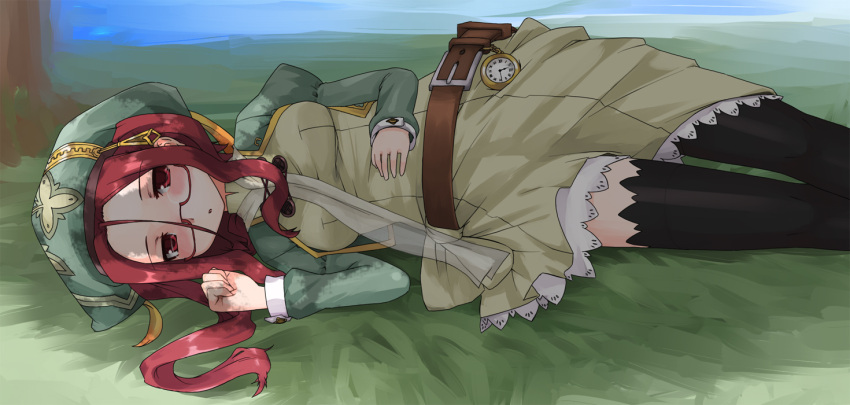 blush drop_(rune_factory) female ktsecond lying rune_factory rune_factory_frontier solo thighhighs zettai_ryouiki