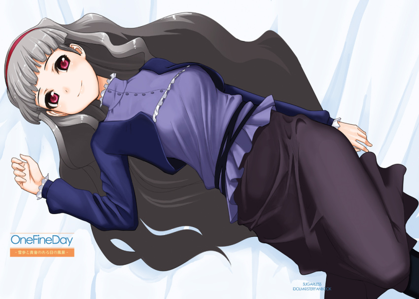 commentary_request female grey_hair idolmaster idolmaster_(classic) long_hair lying shijou_takane solo sugar_(sugarless)