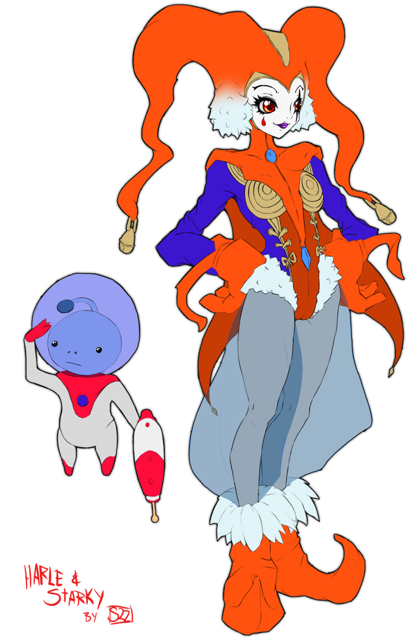 alien chrono_cross clown female harle_(chrono_cross) highres jester starky_(chrono_cross)