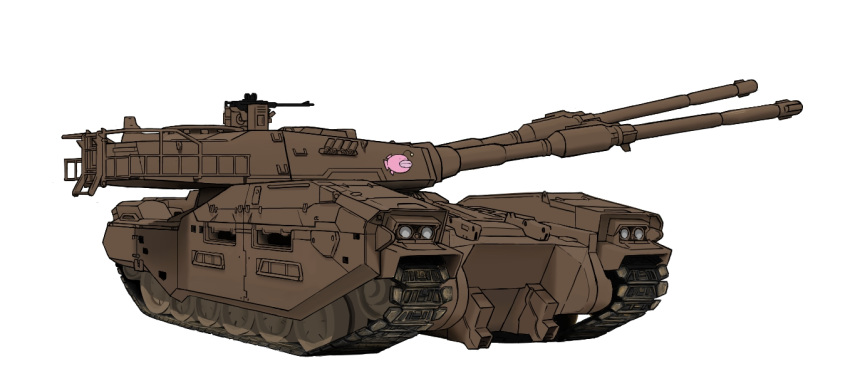 caterpillar_tracks commentary_request emblem girls_und_panzer gun gundam gundam_ms_igloo hat machine_gun military military_hat military_vehicle mobile_suit_gundam motor_vehicle no_humans tank type_61_(gundam) vehicle_focus weapon white_background wwwww_(sswwwww)