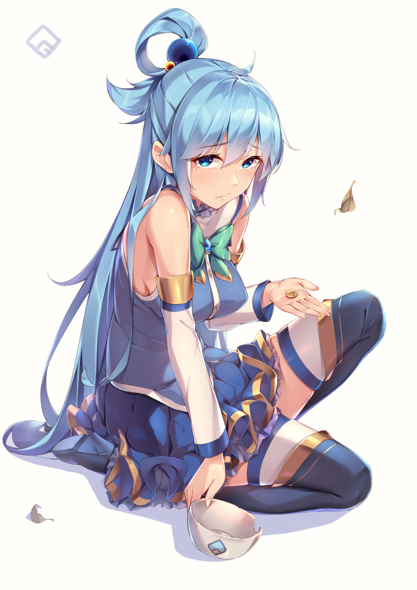 aqua_(kono_subarashii_sekai_ni_shukufuku_wo!) heels kono_subarashii_sekai_ni_shukufuku_wo! sgt-jz skirt_lift thighhighs