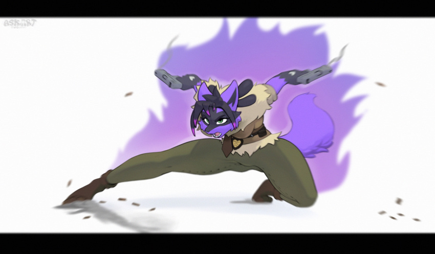 action_pose anthro april_(deputylucario) askart braixen clothed clothing digital_media_(artwork) female generation_4_pokemon generation_6_pokemon gun hi_res hybrid hybrid_pokemon lucario nintendo officer open_mouth pokemon pokemon_(species) police pose ranged_weapon simple_background solo uniform weapon