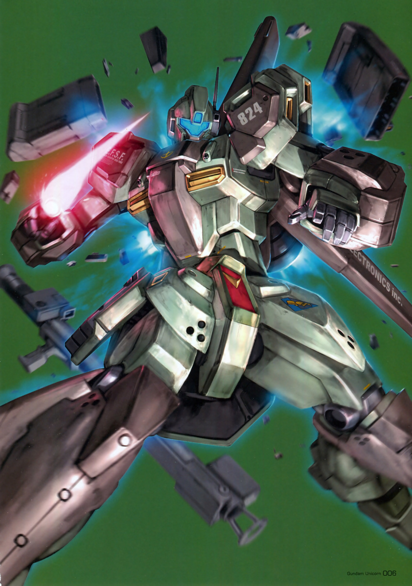 bazooka energy_sword gundam gundam_unicorn highres mecha no_humans stark_jegan sword weapon