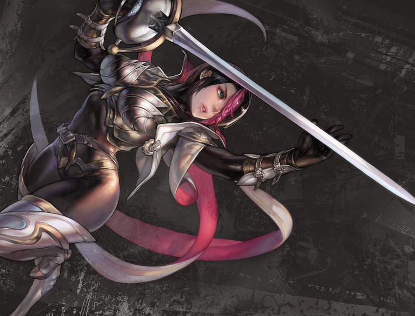 aoin armor bodysuit fiora league_of_legends sword thighhighs