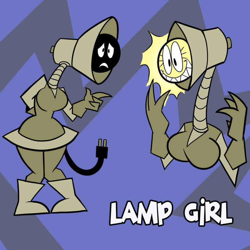 1:1 4_fingers absurd_res animate_inanimate awkward_pose boots bottomwear breasts cleavage clothed clothing digital_drawing_(artwork) digital_media_(artwork) electrical_plug electrical_plug_tail english_text female fingers footwear gesture hand_gesture happy hi_res lamp light_bulb not_furry open_mouth pembrokewkorgi pointing sad simple_background skirt smile solo tail text thick_thighs unusual_anatomy unusual_tail