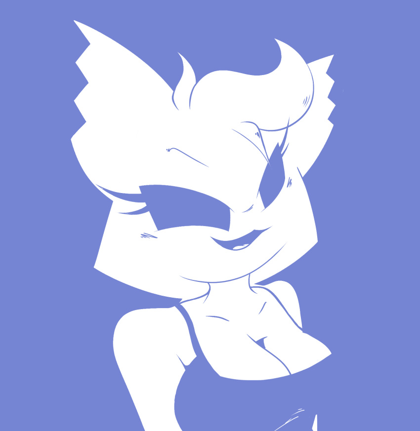 anthro blue_and_white blue_background clothed clothing clyde_(discord) discord_(app) felid feline female hair hi_res mammal monochrome mrbreadmcman simple_background smug solo white_body white_hair