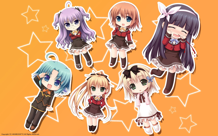 akabeisoft2 alpha asami_asami blood chibi school_uniform thighhighs w.l.o._sekai_renai_kikou wallpaper