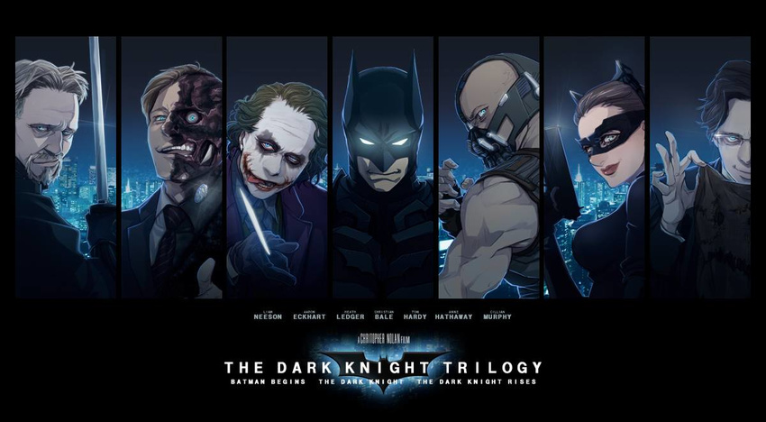 6+boys animal_ears anne_hathaway armor bane bat batman batman_(series) blood blue_eyes bruce_wayne cat_ears catwoman christian_bale cillian_murphy dc_comics female glasgow_smile glasses glowing glowing_eyes gun harvey_dend harvey_dent heath_ledger jonathan_crane katana knife liam_neeson makeup mask masks multiple_boys ra's_al_ghul scar scarecrow scarecrow_(dc) selina_kyle sword the_dark_knight the_dark_knight_trilogy the_joker tongue two-face two_faces warped weapon white_eyes