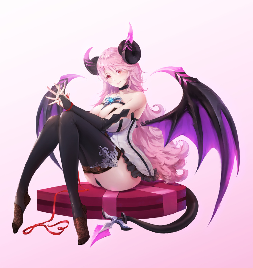 aura_kingdom cleavage cookman devil horns pantsu tail thighhighs valentine wings