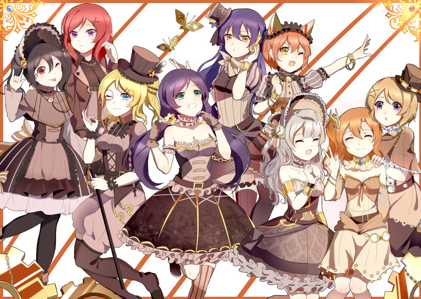 animal_ears ayase_eli cleavage dress hoshizora_rin koizumi_hanayo kousaka_honoka lolita_fashion love_live! megane minami_kotori nishikino_maki sonoda_umi toujou_nozomi xinghuo yazawa_nico