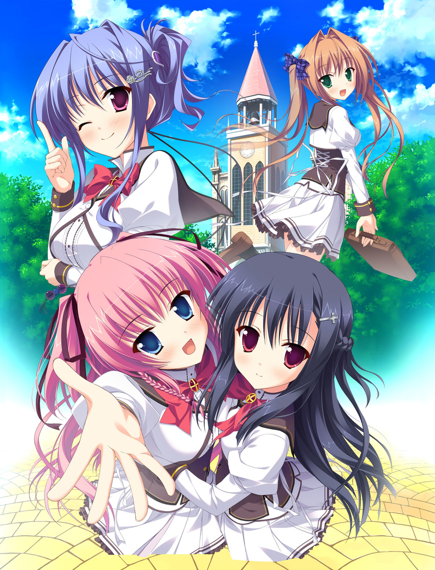 kamiyagi_ruriko kitamikado_ritsuko moonstone princess_evangile rousenin_rise saeki_nao sagisawa_chiho seifuku yamakaze_ran