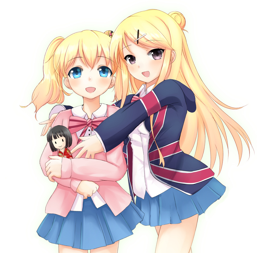 2girls alice_cartelet alice_carteret blonde_hair blue_eyes highres kin'iro_mosaic kin-iro_mosaic kiri_frog kujou_karen long_hair multiple_girls oomiya_shinobu ribbon