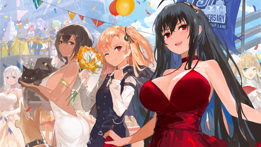 ajax_(azur_lane) akashi_(azur_lane) amazon_(azur_lane) animal animal_ears ass azur_lane breasts cleavage cleveland_(azur_lane) dress feline illustrious_(azur_lane) monarch_(azur_lane) no_bra south_dakota_(azur_lane) tagme_(artist) taihou_(azur_lane) uniform