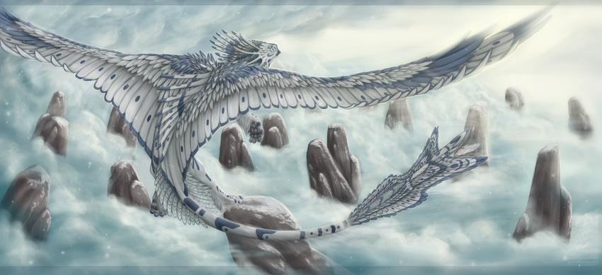 daiman_night_dragon_(keltaan) day dragon feathered_dragon feathered_scalie feathered_wings feathers feral flying hi_res kelta'an_(character) keltaan male_(lore) mythological_creature mythological_scalie mythology outside scalie sky solo tail white_body white_feathers wings