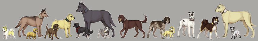 absurdres animal_collar animalization annie_leonhart annotated armin_arlert bertolt_hoover canine collar connie_springer emlan eren_yeager erwin_smith grey_background hange_zoe highres jean_kirstein krista_lenz levi_(shingeki_no_kyojin) marco_bott mikasa_ackerman no_humans reiner_braun sasha_blouse shingeki_no_kyojin simple_background wide_image ymir_(shingeki_no_kyojin)