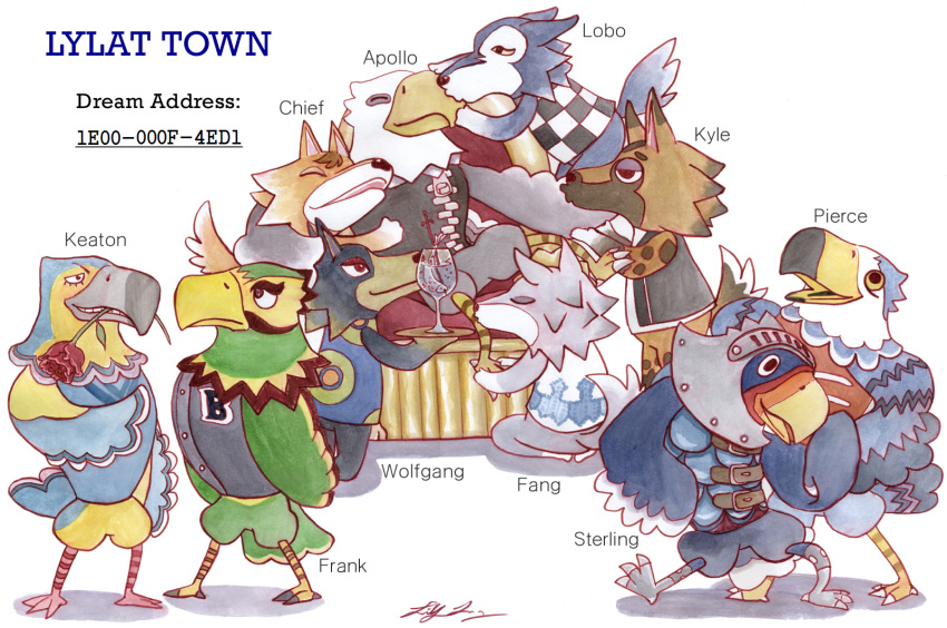 accipitrid accipitriform animal_crossing anthro anthro_on_anthro apollo_(animal_crossing) armor avian bald_eagle barefoot beak bird bottomless canid canine canis chair chief_(animal_crossing) claws closed_eyes clothed clothing eagle english_text falcon falconid fang_(animal_crossing) feathers feet flower frank_(animal_crossing) fur furniture group half-closed_eyes hand_on_foot headgear helmet hi_res humanoid_pointy_ears keaton_(animal_crossing) kissing kyle_(animal_crossing) large_group lobo_(animal_crossing) looking_up male male/male male_on_bottom male_on_top mammal merlin_(bird) narrowed_eyes nintendo on_bottom on_ground on_top open_mouth pierce_(animal_crossing) plant pose rose_(flower) sea_eagle serving shamdoodle shirt sitting smile standing sterling_(animal_crossing) teeth text throne toe_claws tongue topwear wide_eyed wings wolf wolfgang_(animal_crossing) worshiping