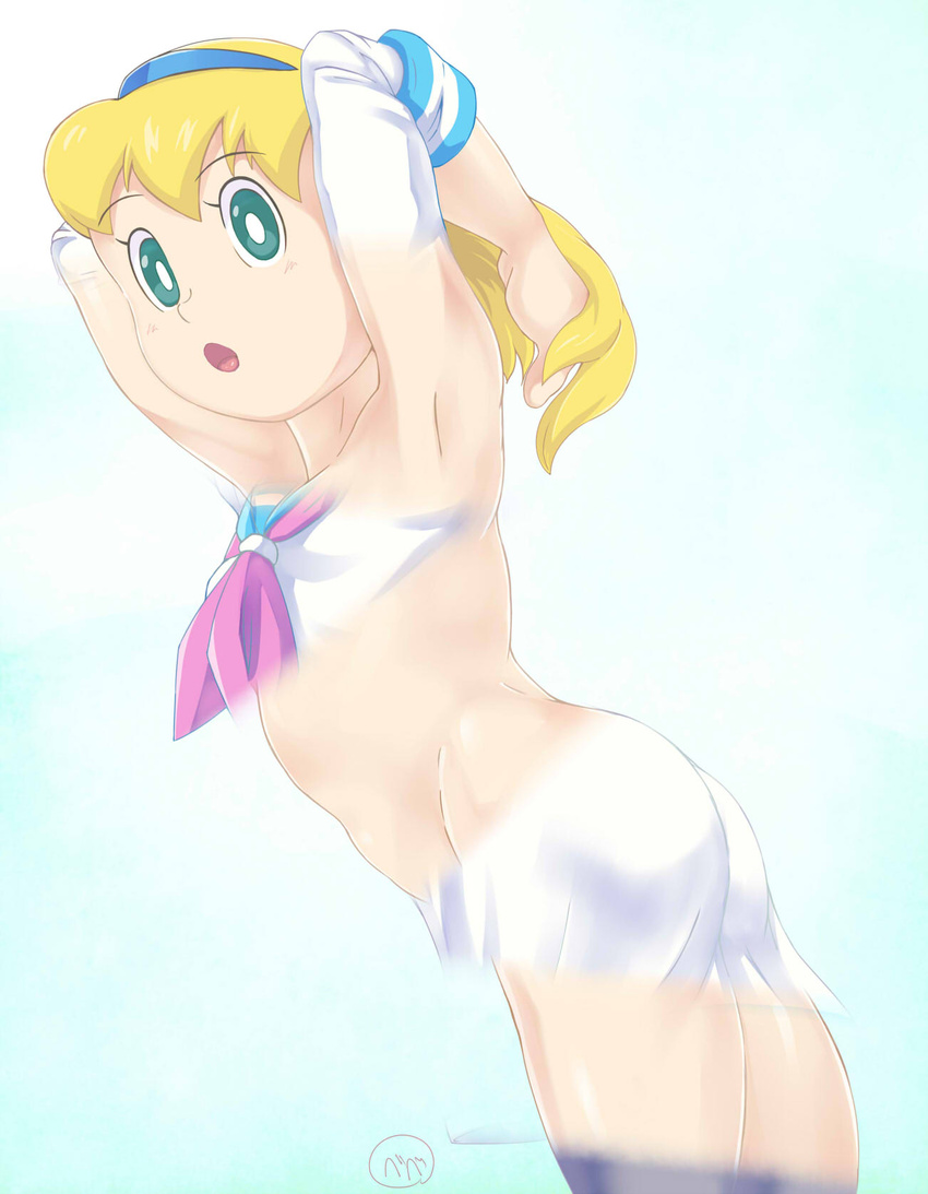 blonde_hair doraemon doraemon_(character) female looking_at_viewer looking_back sarah serra_(eiga_doraemon:_nobita_no_takarajima) solo takeru33