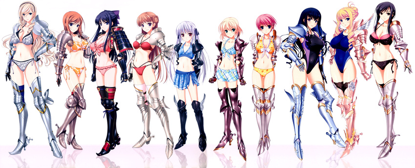 armor bertille_althusser bikini celia_cumani_aintree kisaki_mio komori_kei lisa_eostre noel_marres_ascot ryuzouji_akane swimsuit tagme_(character) walkure_romanze white