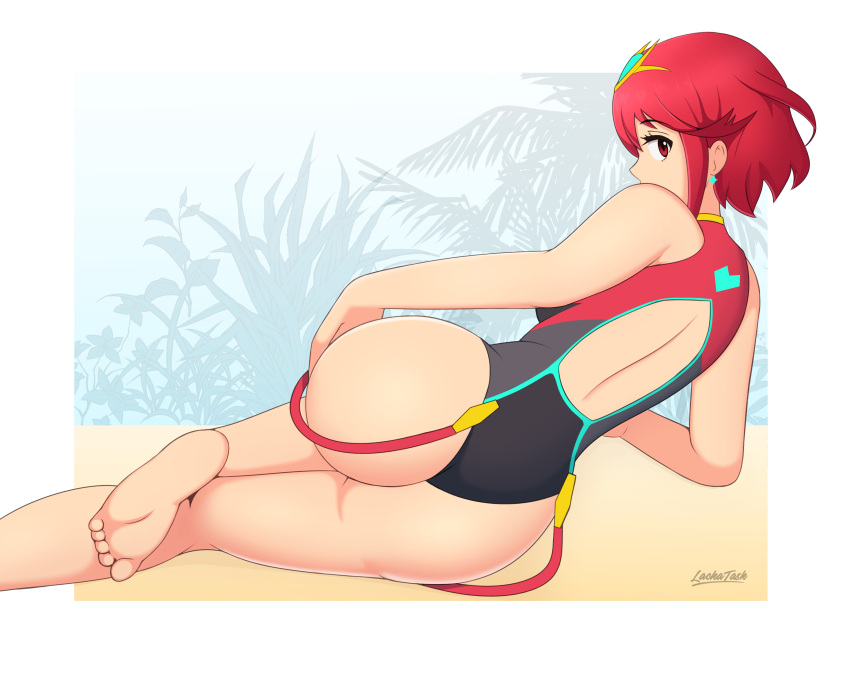 ass feet homura_(xenoblade_2) lackatask swimsuits xenoblade xenoblade_chronicles_2