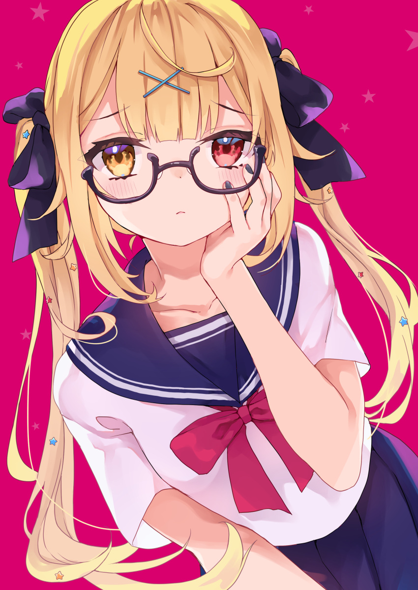 heterochromia hoshikawa_sara kashuu_(pixiv_66328082) megane nijisanji seifuku