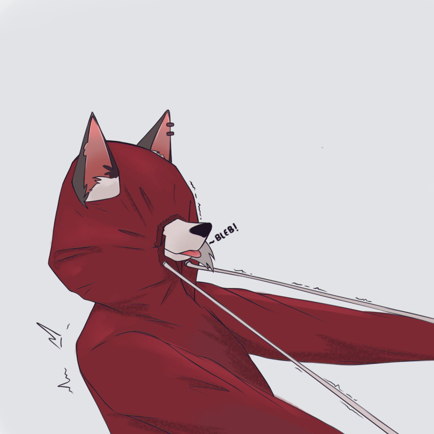 1:1 anthro biped blep canid canid_demon canine clothed clothing coat daww demon digital_media_(artwork) drawstring ear_piercing ear_ring female fully_clothed furgonomics half-length_portrait hellhound helluva_boss hi_res hood_up hoodie loona_(helluva_boss) mammal mythological_canine mythological_creature mythology piercing playful portrait red_clothing red_hood red_hoodie red_sclera red_topwear ring_piercing simple_background solo text tongue tongue_out topwear white_background xxjamiepawxx