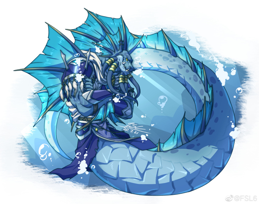 2020 absurd_res air_bubble anthro apode armor artist_name blizzard_entertainment blue_body blue_frill blue_scales clothing crossed_arms dated digital_media_(artwork) dorsal_fin dorsal_frill draconcopode fansl fin fin_piercing fin_ring frill_(anatomy) furgonomics furry-specific_piercing gauntlets gloves handwear head_crest head_fin head_frill hi_res legless male naga naga_(warcraft) pauldron piercing reptile scales scalie scartiz_(eadriklacus) serpentine sharp_teeth signature snake solo tail tail_fin tail_frill teeth teeth_showing tentacle_beard tentacle_ring underwater warcraft water weibo weibo_logo yellow_sclera