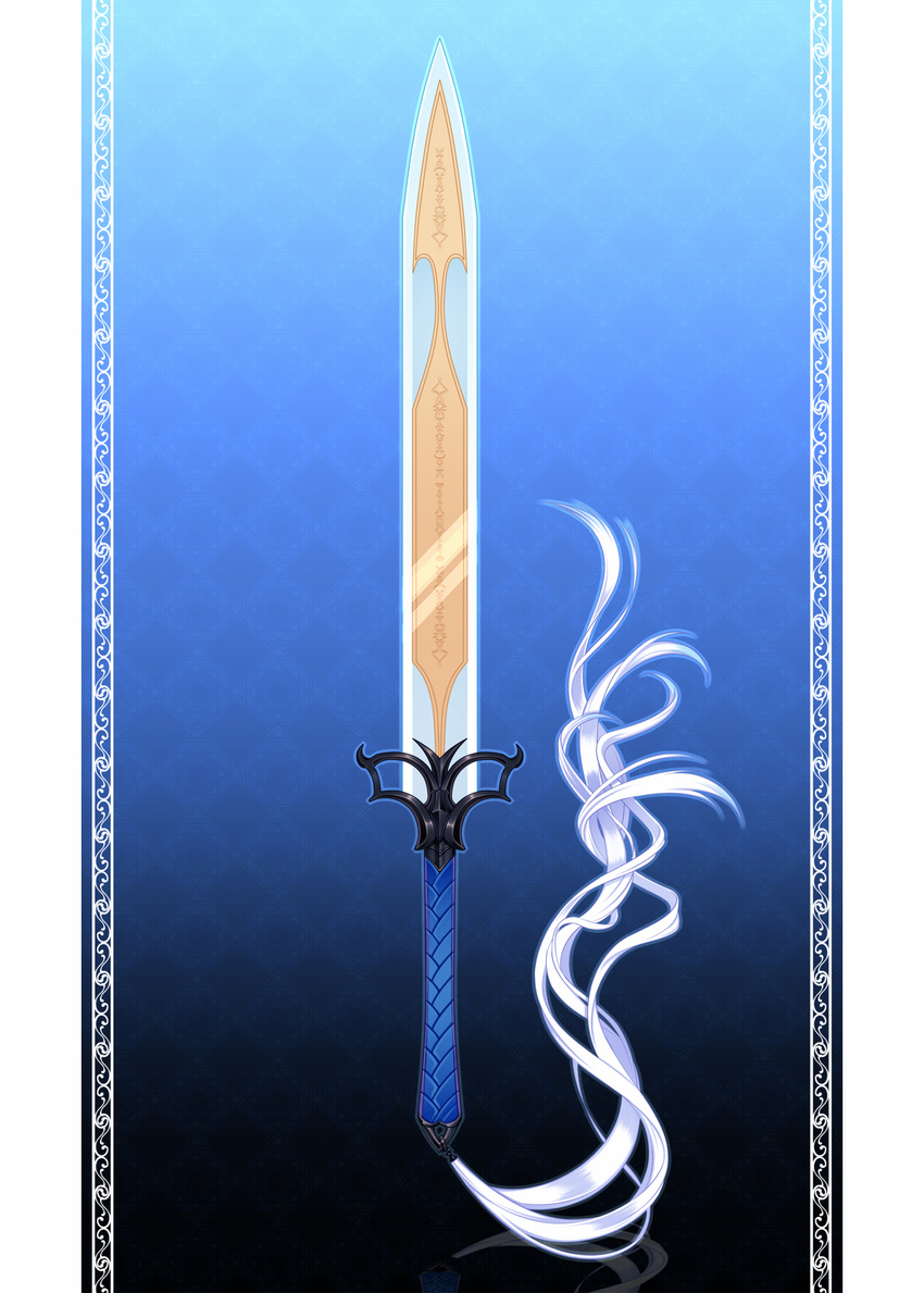 blue_background blue_outline commentary_request highres konshin no_humans orie_mishiro outline pillarboxed pixiv_fantasia pixiv_fantasia_fallen_kings simple_background sword unsheathed weapon weapon_focus