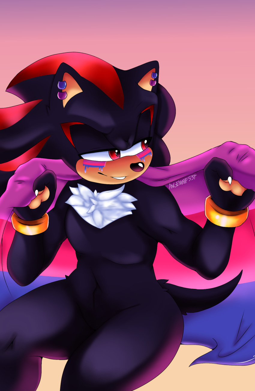 angelwolf534 anthro bisexual_pride_colors eulipotyphlan hedgehog hi_res lgbt_pride male mammal pride_colors sega shadow shadow_the_hedgehog solo sonic_the_hedgehog_(series)