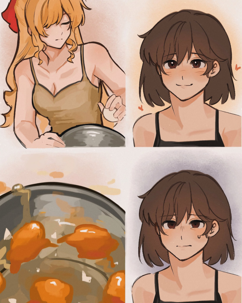 2girls artist_request claire_francois eden_gross_cooking_reaction_(meme) egg_(food) food highres meme multiple_girls non-web_source rae_taylor watashi_no_oshi_wa_akuyaku_reijou yuri