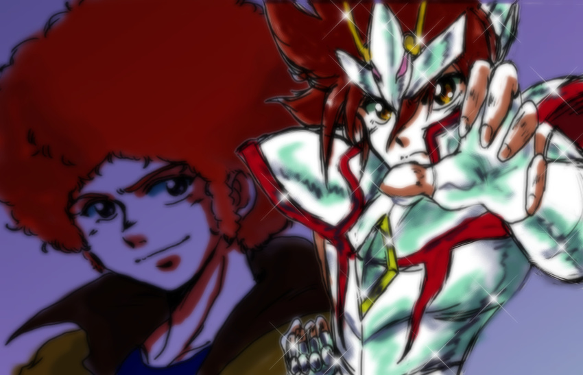 afro armor cosmo_yuki crossover densetsu_kyojin_ideon kotobuki-1 red_hair saint_seiya