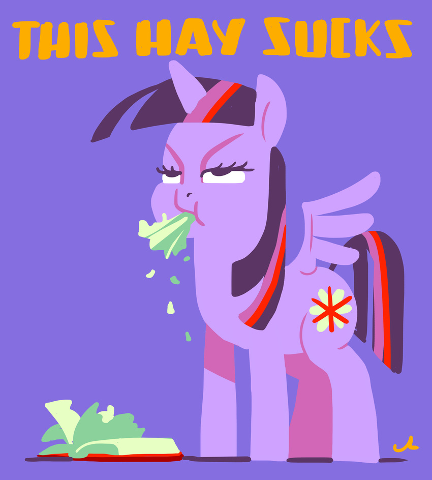 2017 absurd_res alicorn book cutie_mark docwario eating english_text equid equine feathered_wings feathers female feral friendship_is_magic hair hasbro hi_res horn mammal multicolored_hair my_little_pony mythological_creature mythological_equine mythology reaction_image solo text twilight_sparkle_(mlp) wings