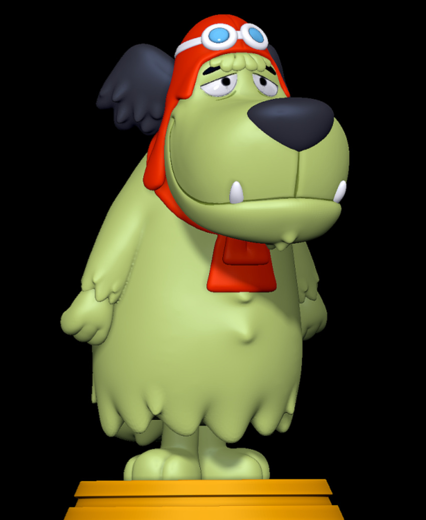 3d_(artwork) 3d_modeling 3d_print anthro armor canid canine digital_media_(artwork) eyewear fur glasses green_body hanna-barbera headgear helmet hi_res male mammal muttley scarf sillytoys simple_background smile solo standing teeth wacky_races