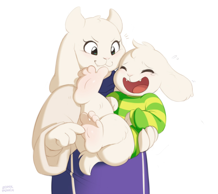 2015 4_toes :3 age_difference anthro asriel_dreemurr barefoot blue_eyes boss_monster_(undertale) bovid bridal_carry caprine carrying_another closed_eyes clothing colored duo feet female fur horn larger_female laugh male mammal mother_(lore) mother_and_child_(lore) mother_and_son_(lore) older_female open_mouth parent_(lore) parent_and_child_(lore) parent_and_son_(lore) size_difference smaller_male smile soles son_(lore) source_request tickling toes toriel undertale undertale_(series) white_body white_fur young younger_male zonkpunch