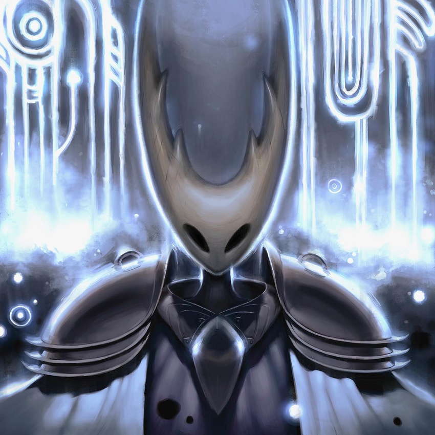 1:1 2019 abstract_background ambiguous_gender animal_humanoid armor arthropod arthropod_humanoid ashenhare black_eyes bright bust_portrait cape clothing digital_media_(artwork) digital_painting_(artwork) empty_eyes front_view glowing_runes gorget hi_res hollow_knight hollow_knight_(character) horn humanoid icon insect_humanoid insects male_(lore) portrait pure_vessel_(hollow_knight) shaded solo spaulder team_cherry vessel_(species) void_(hollow_knight) white_cape white_clothing white_glow