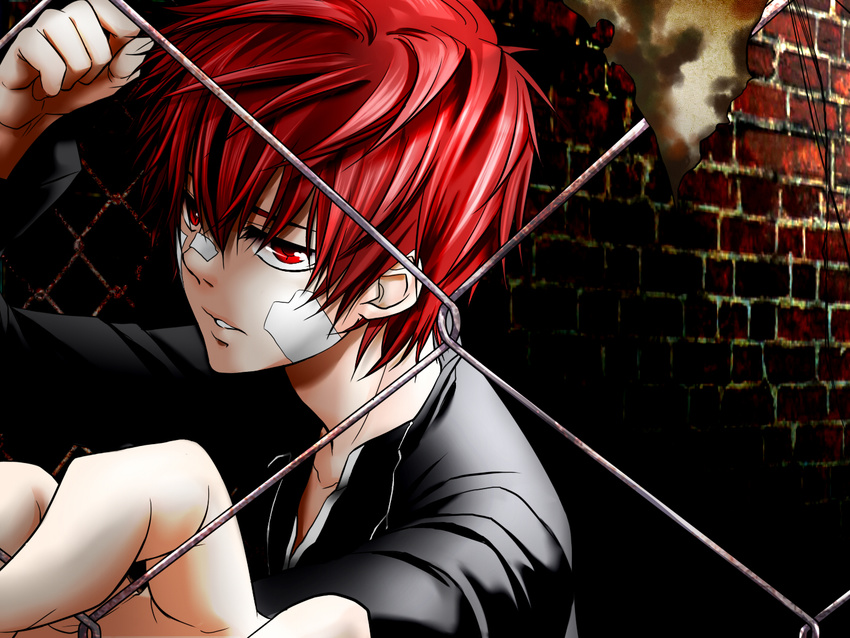 bandage katekayo_hitman_reborn! kozato_enma red_eyes red_hair short_hair