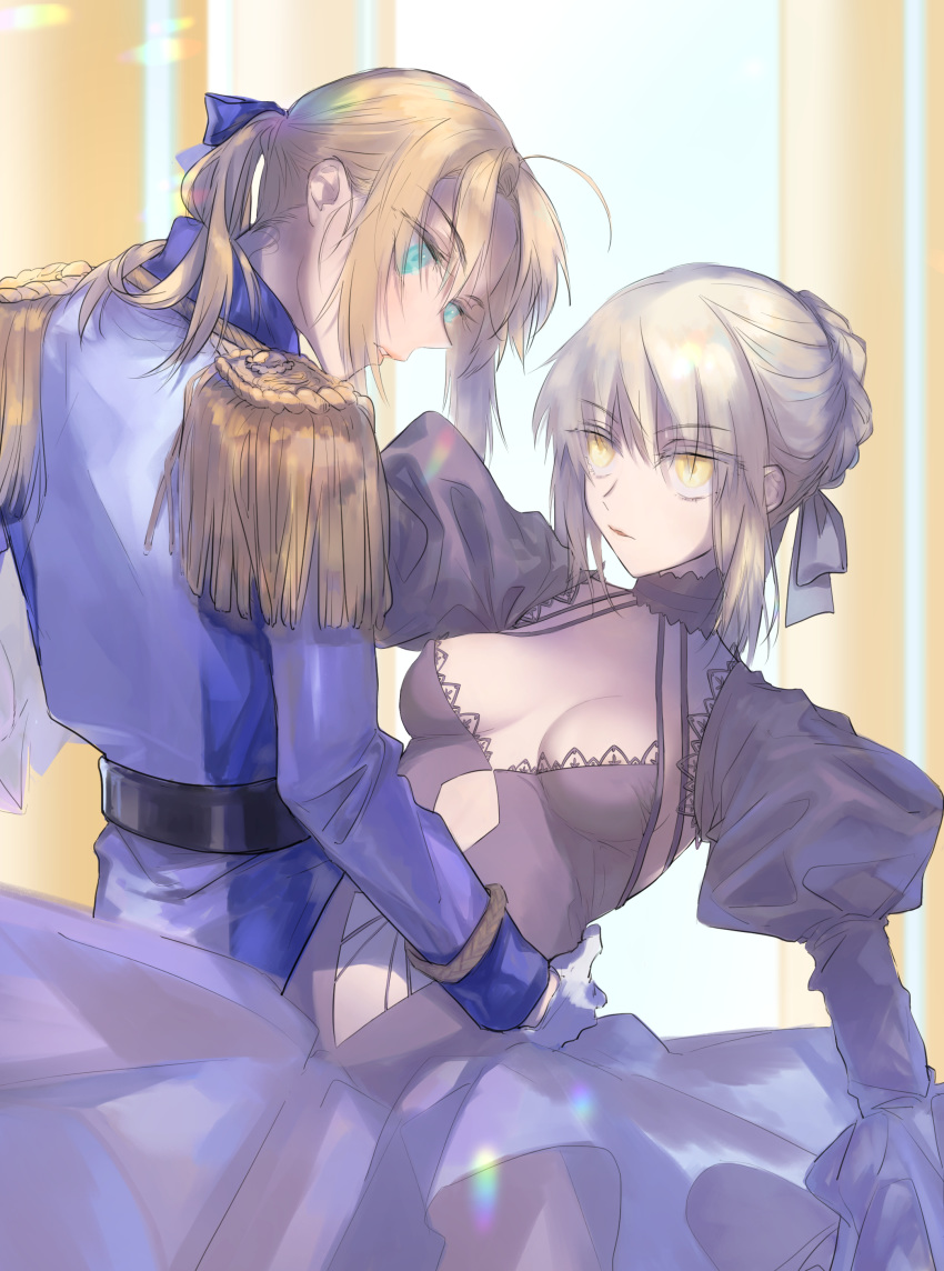 ashita_kura cleavage dress fate/grand_order fate/stay_night no_bra saber saber_alter uniform