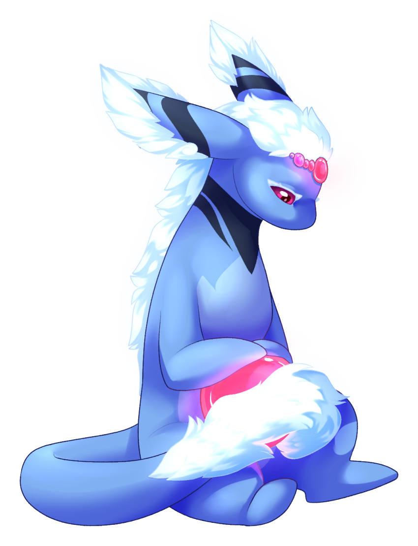 alpha_channel ambiguous_gender blue_body dragonair erroremma feral fluffy fur gem generation_1_pokemon generation_6_pokemon glowing glowing_body glowing_fur hi_res hybrid mega_ampharos mega_evolution nintendo pearl_(gem) pokemon pokemon_(species) solo white_body white_fur