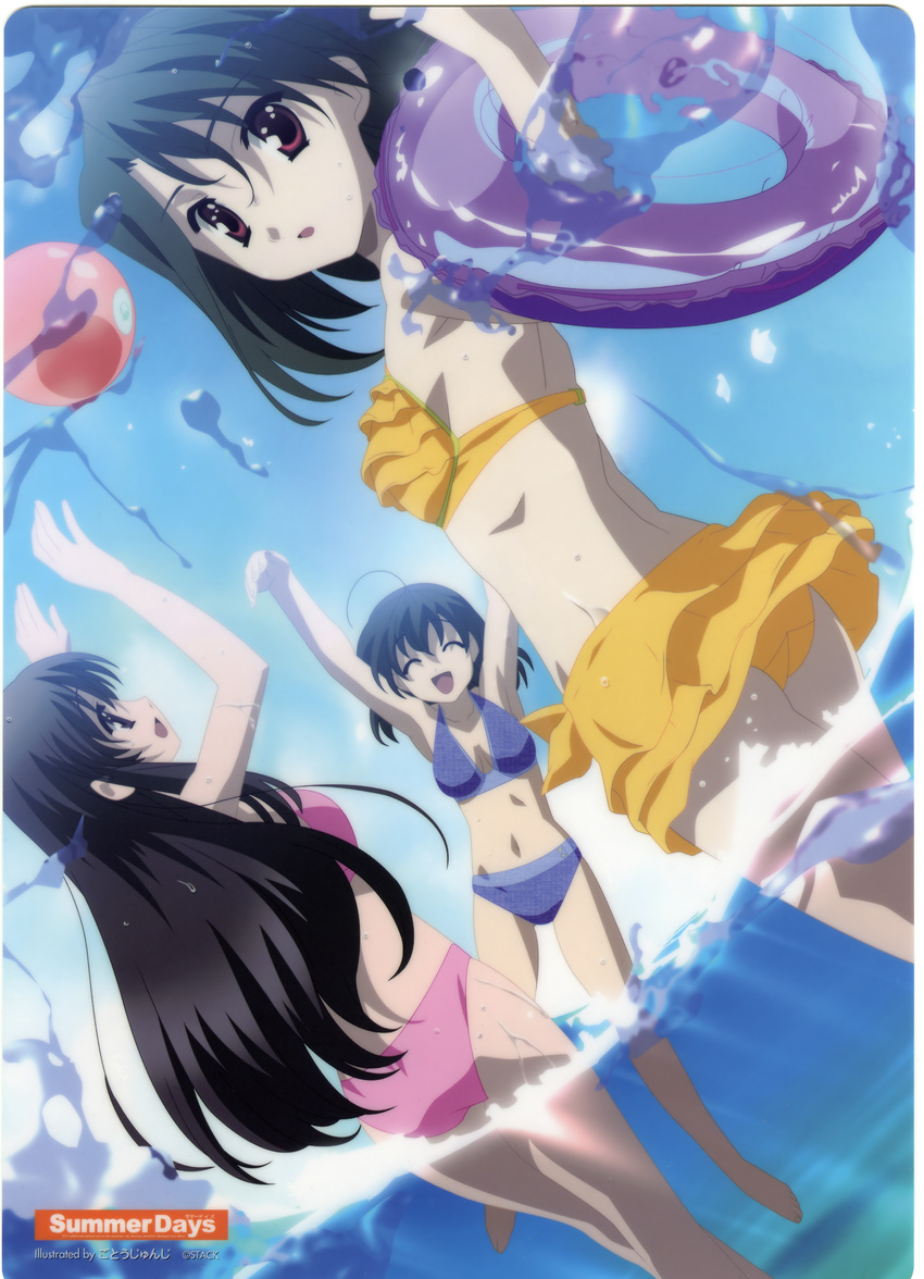 bikini gotou_junji katsura_kotonoha kiyoura_setsuna saionji_sekai school_days summer_days swimsuits