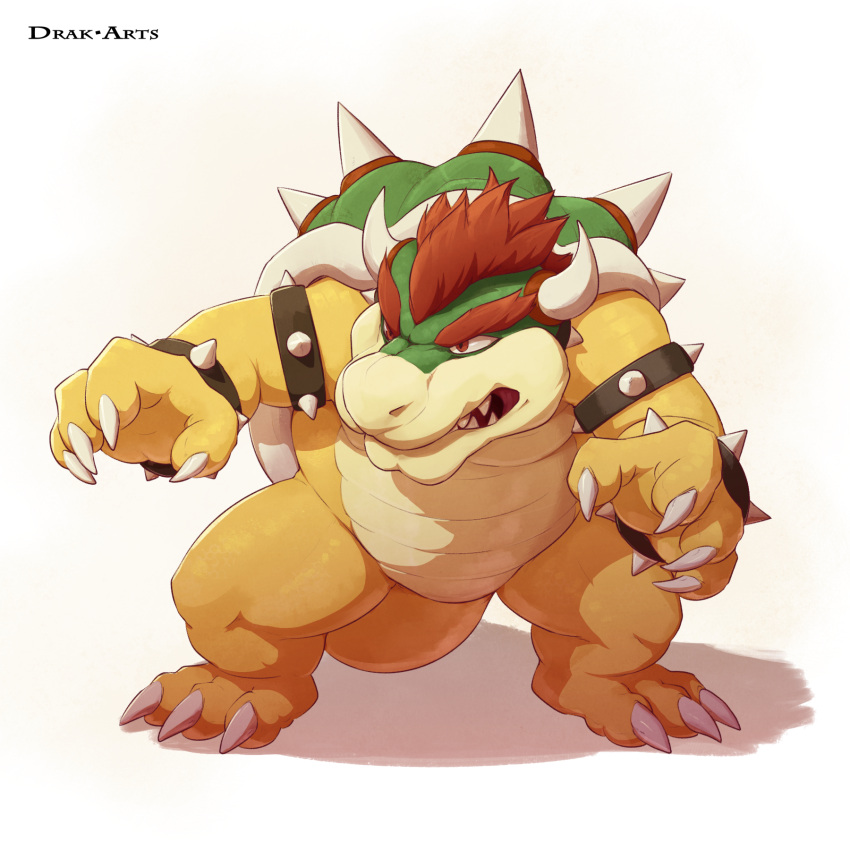 1:1 2015 2_horns 3_toes 4_fingers angry anthro armband athletic athletic_anthro athletic_male belly_scales biceps biped bowser bracelet claws clenched_teeth collar collar_only digital_media_(artwork) drak-arts eyebrows featureless_crotch feet fighting_pose finger_claws fingers front_view full-length_portrait green_body hair hi_res horn jewelry koopa male mario_bros nintendo nude portrait pose quads red_eyebrows red_eyes red_hair reptile scales scalie sharp_teeth shell simple_background solo spiked_armband spiked_bracelet spiked_collar spiked_shell spikes spikes_(anatomy) spread_arms spread_legs spreading standing teeth thick_eyebrows thick_thighs toe_claws toes white_background wide_stance