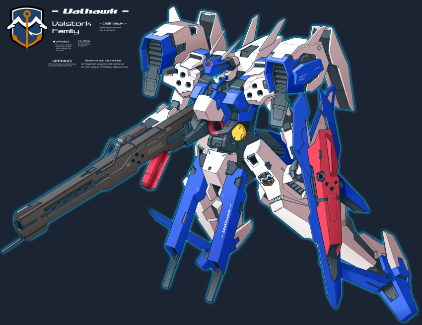 assault_visor character_name gun holding holding_gun holding_shield holding_weapon looking_ahead mecha no_humans robot science_fiction shield solo super_robot_wars super_robot_wars_w tamasi valhawk weapon