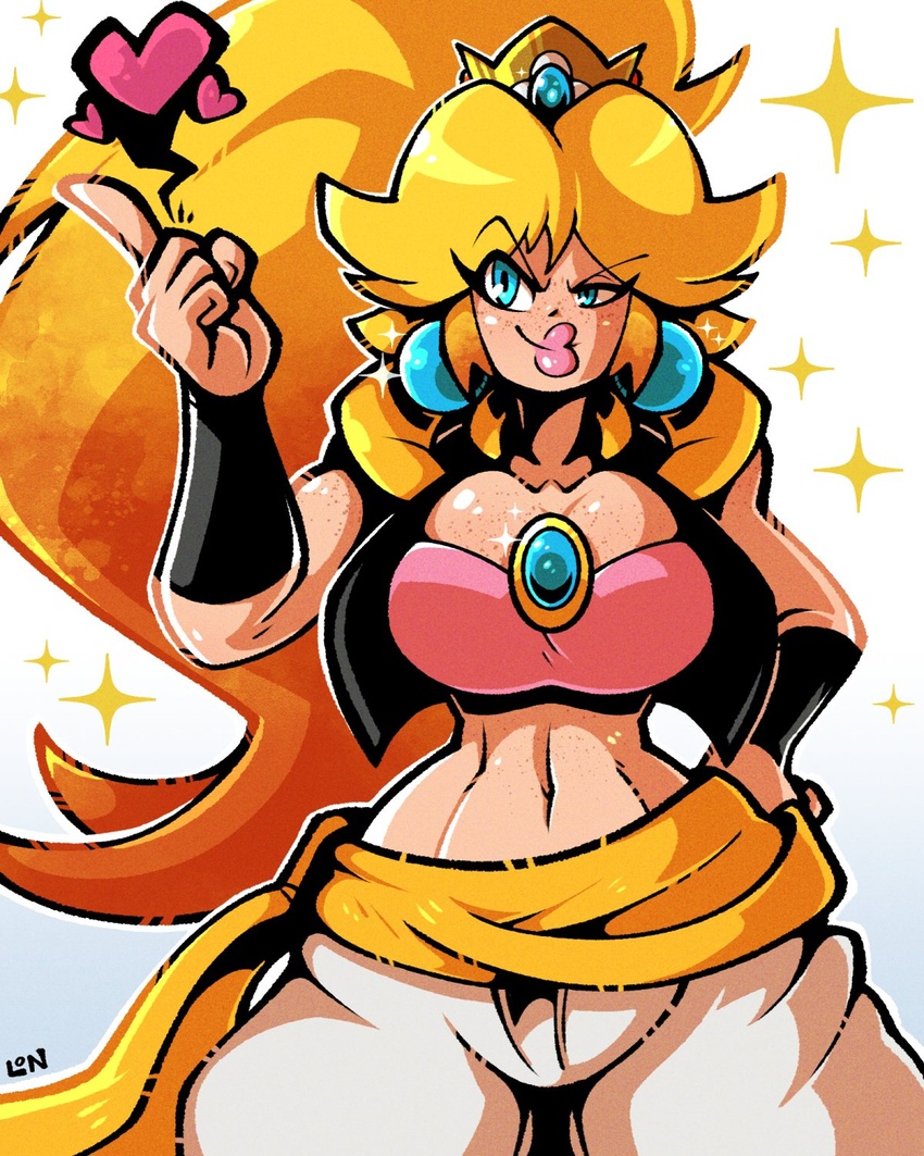 1girls blonde_hair cosplay dragon_ball fusion_character gogeta_(cosplay) legendofnerd mario_(series) princess_daisy princess_peach solo