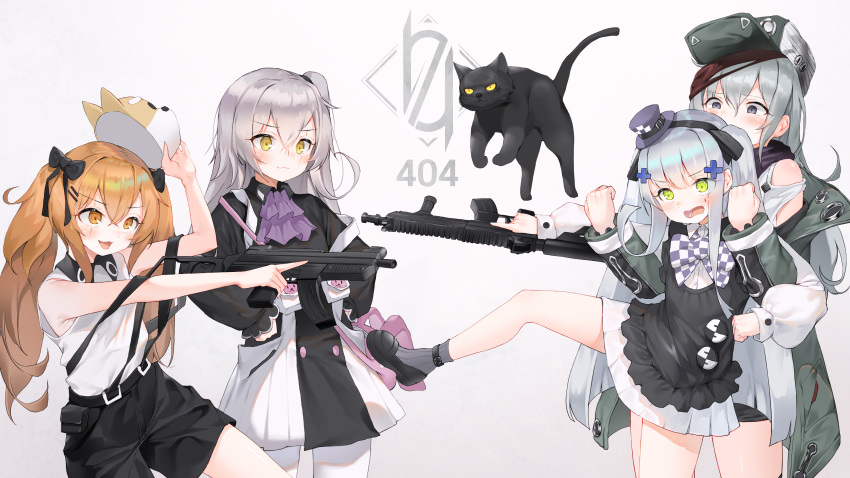 animal anthro feline g11_(girls_frontline) girls_frontline hk416_(girls_frontline) lee_seok_ho long_hair twintails ump-45_(girls_frontline) ump-9_(girls_frontline) weapon