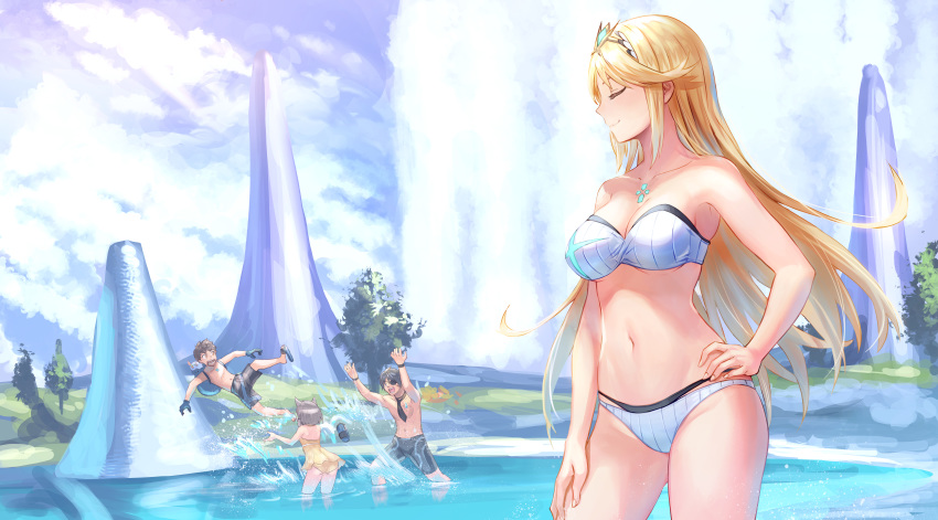 anbe_yoshirou animal_ears bikini hikari_(xenoblade_2) niyah swimsuits xenoblade xenoblade_chronicles_2